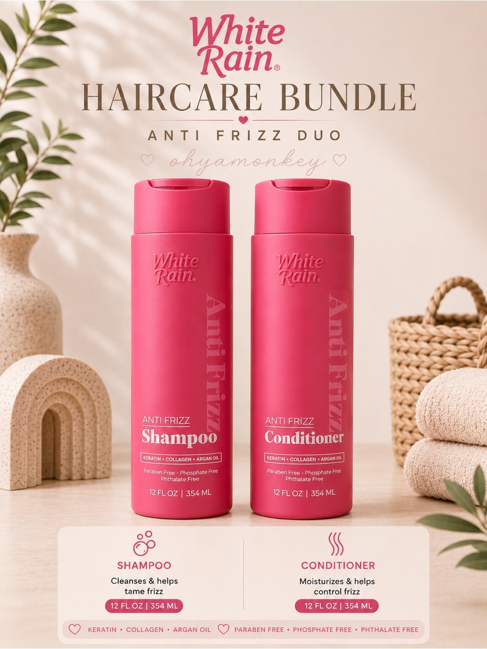White Rain Anti Frizz Shampoo & Conditioner Duo